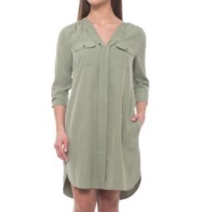 nic + zoe | wanderlust shirt dress pockets modal olive green xl